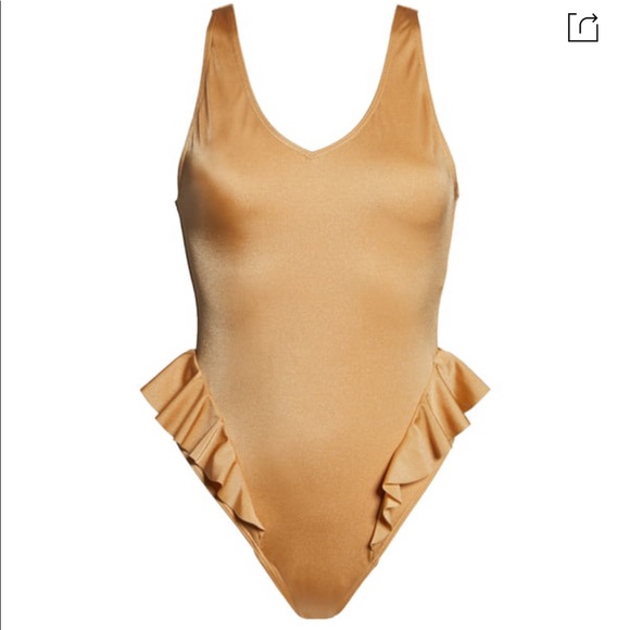 Something Navy Gold Cream One Piece Swimsuit - Picture 4 of 10